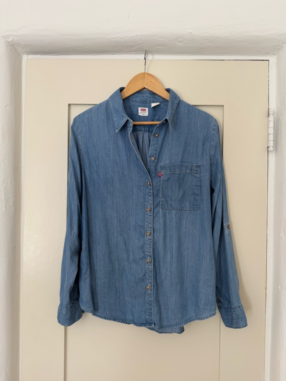 Levi's Light Blue Chambray Shirt with Chest Tags